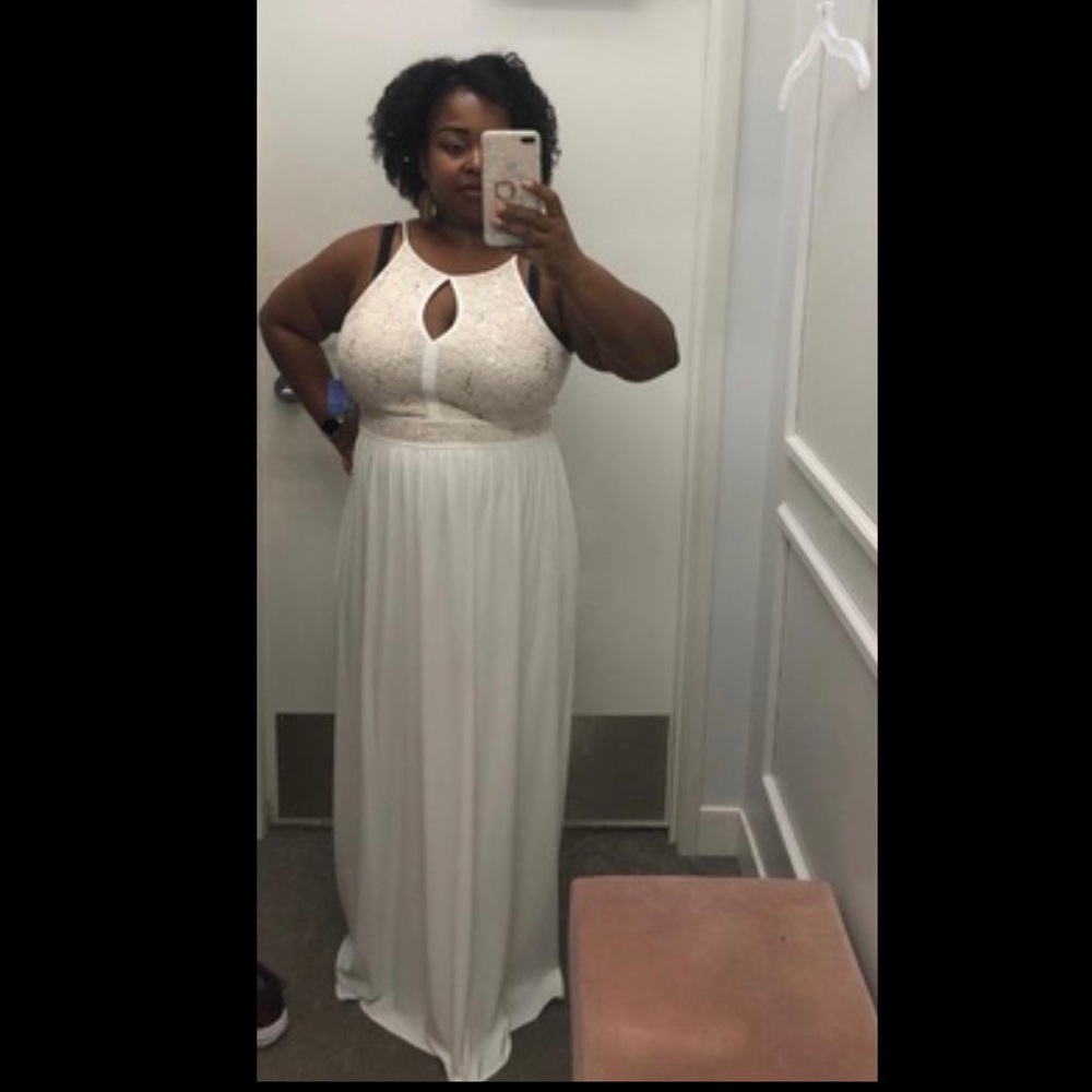 Halter plus size dress with lace bodice size